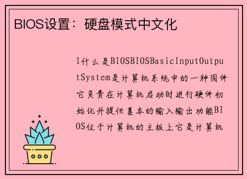 BIOS设置：硬盘模式中文化